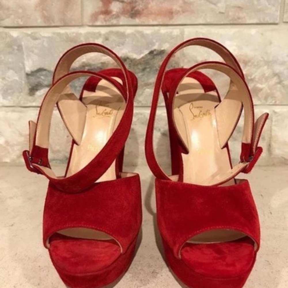 Red Louloudancing 140 Ankle Strap Heel Pumps - Picture 4 of 5